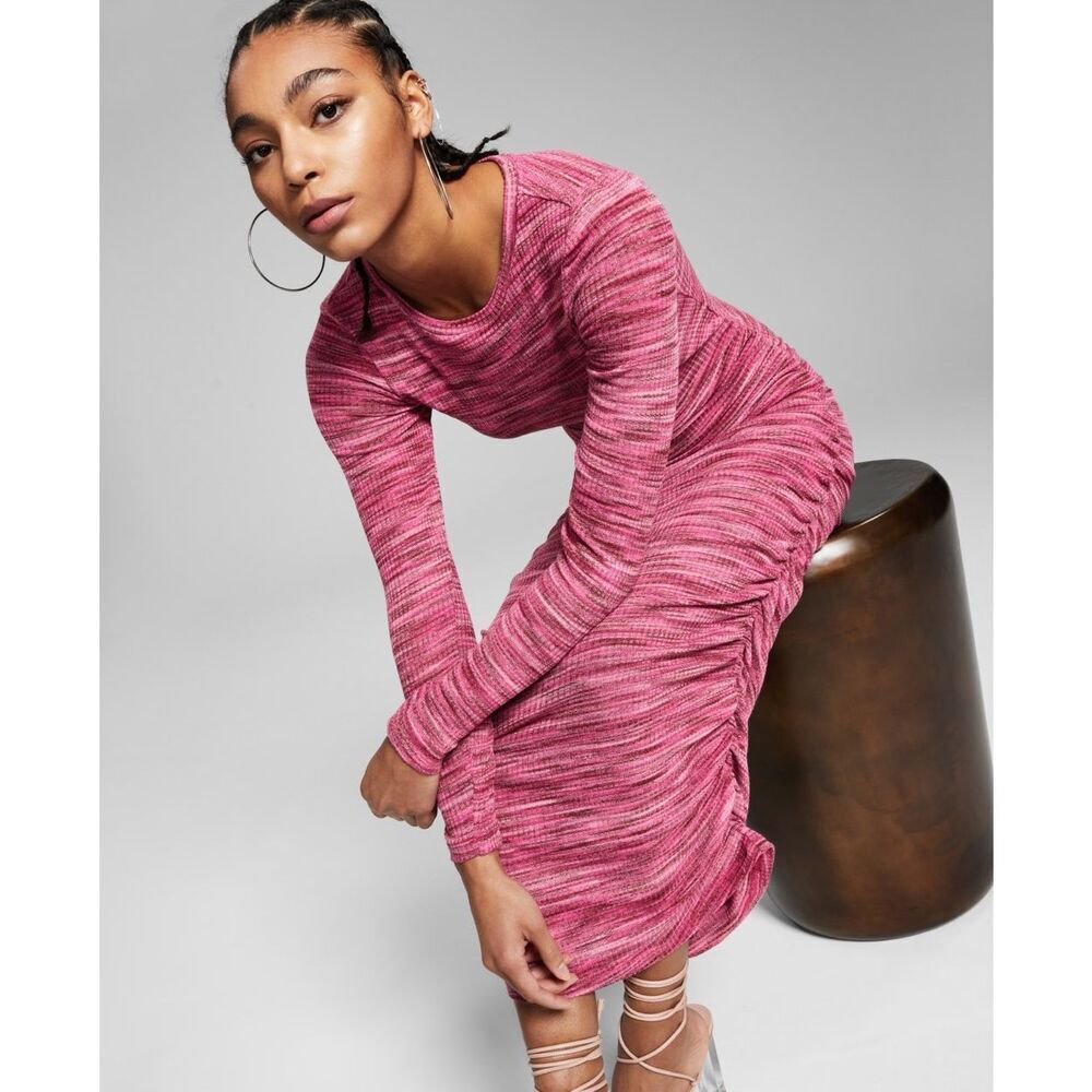 And Now This Space Dyed MIDI Dress - Pink Spacedye Size XS